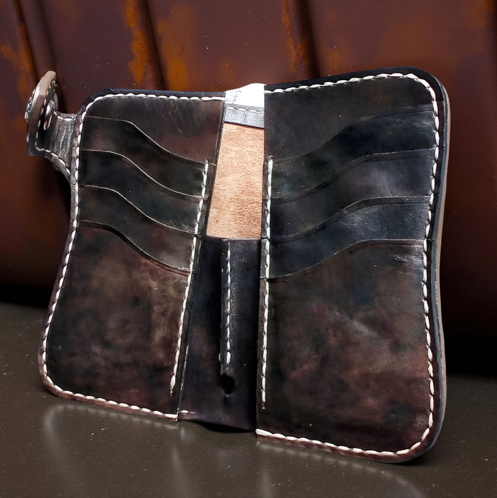 Inside Handmade Demonic Wallet, Genuine Leather Wallet, Biker Wallet Oni Japanese Carving Wallet
