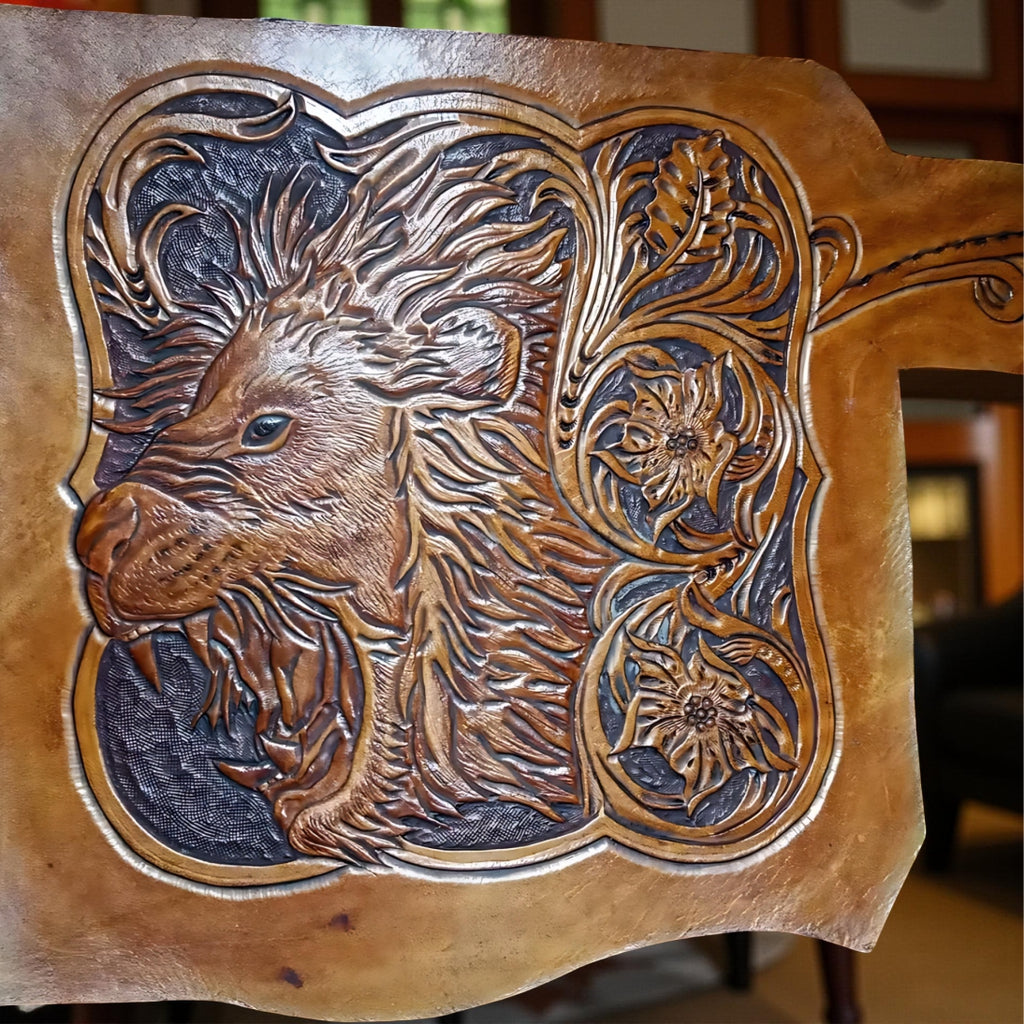 Mythical Lion Carving Leather Long Wallet (Made to Order ±14 Days)