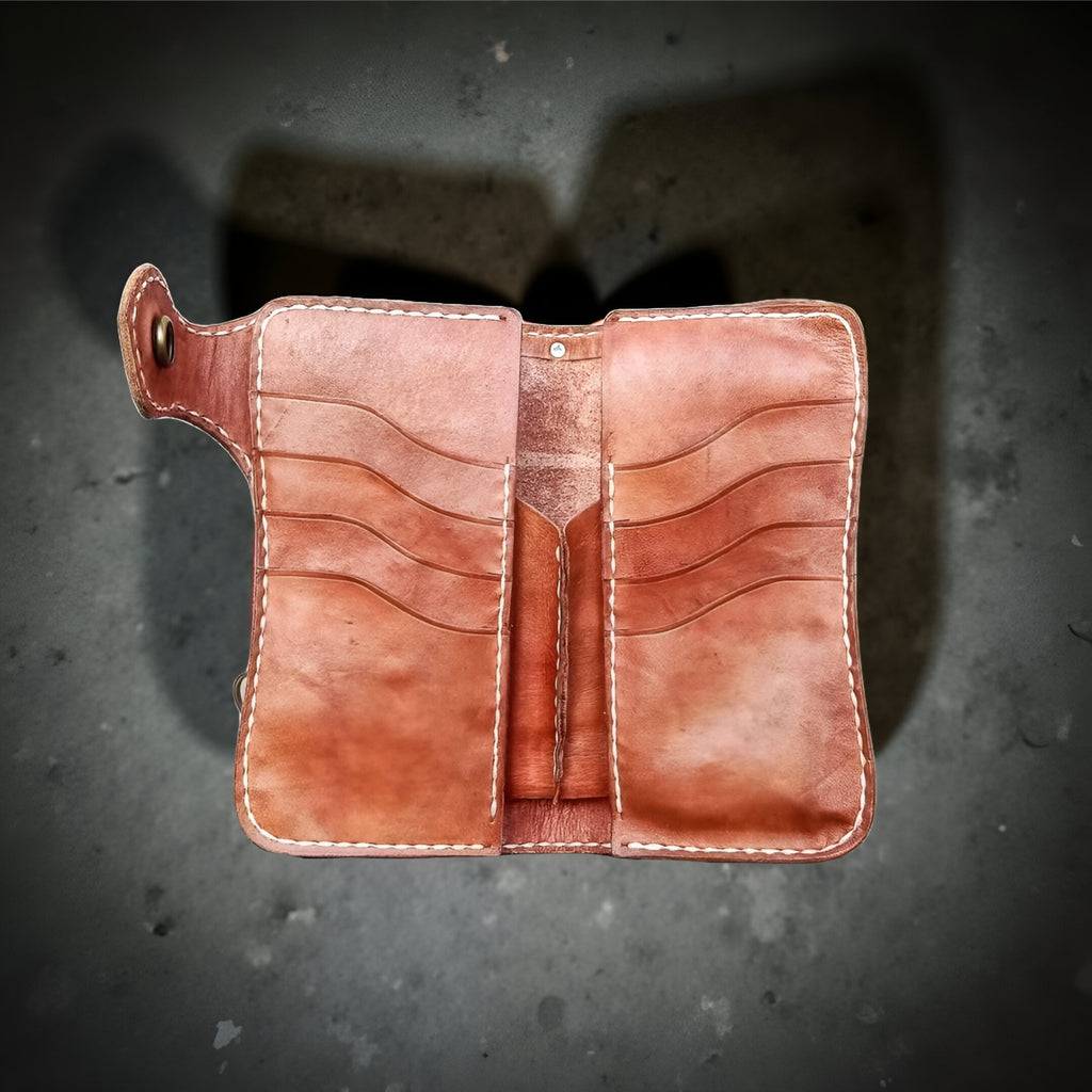 Inside Genuine Leather Hand Carved Wallet Skull Motorbike, Men's Leather Wallet