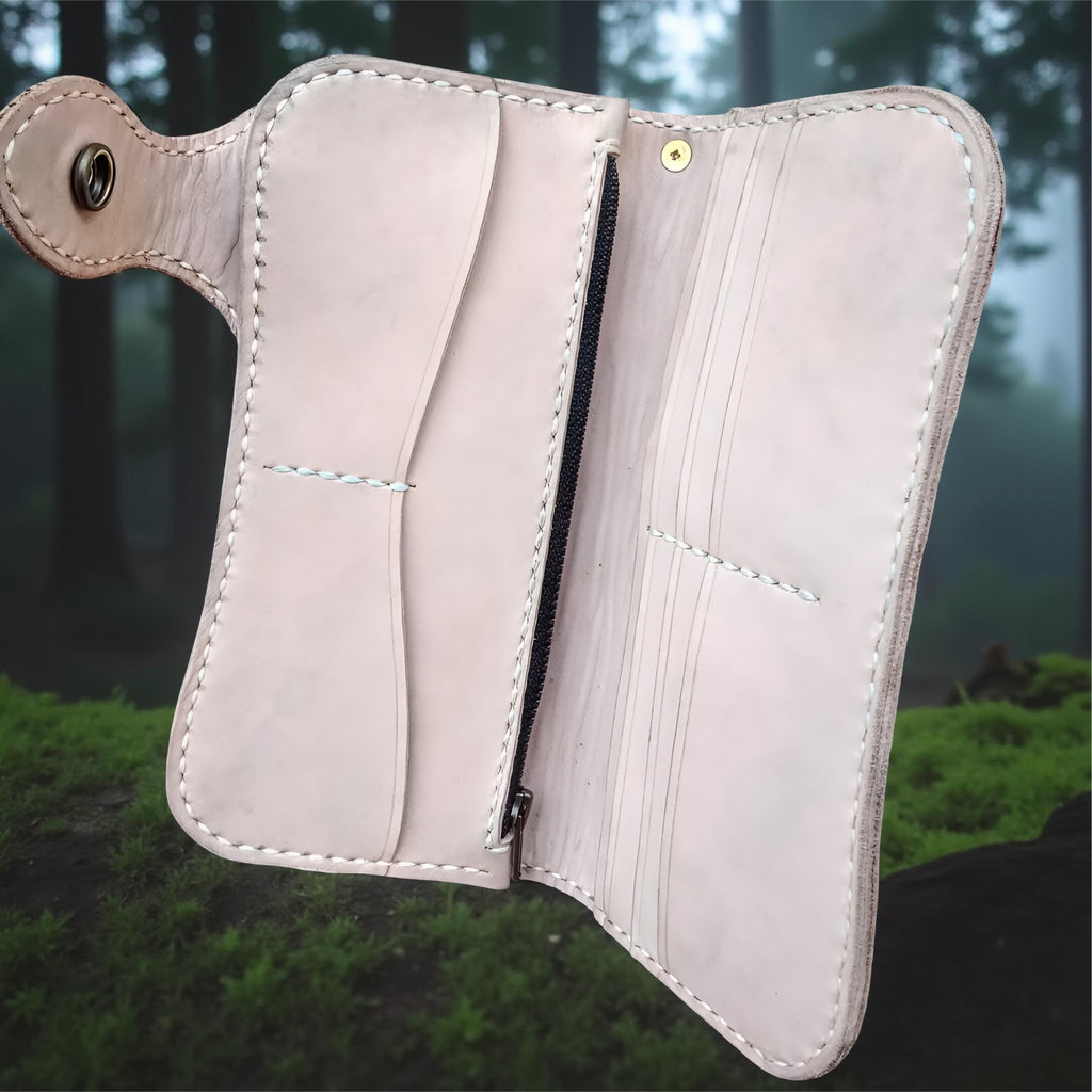 Anubis Carved Leather Biker Wallet (Made to Order ±14 Days)