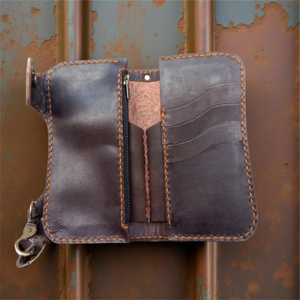 Inside Genuine Leather Japanese Fish Carved Wallet, Custom Engraved Tattoo Yakuza Koi Wallet Unisex