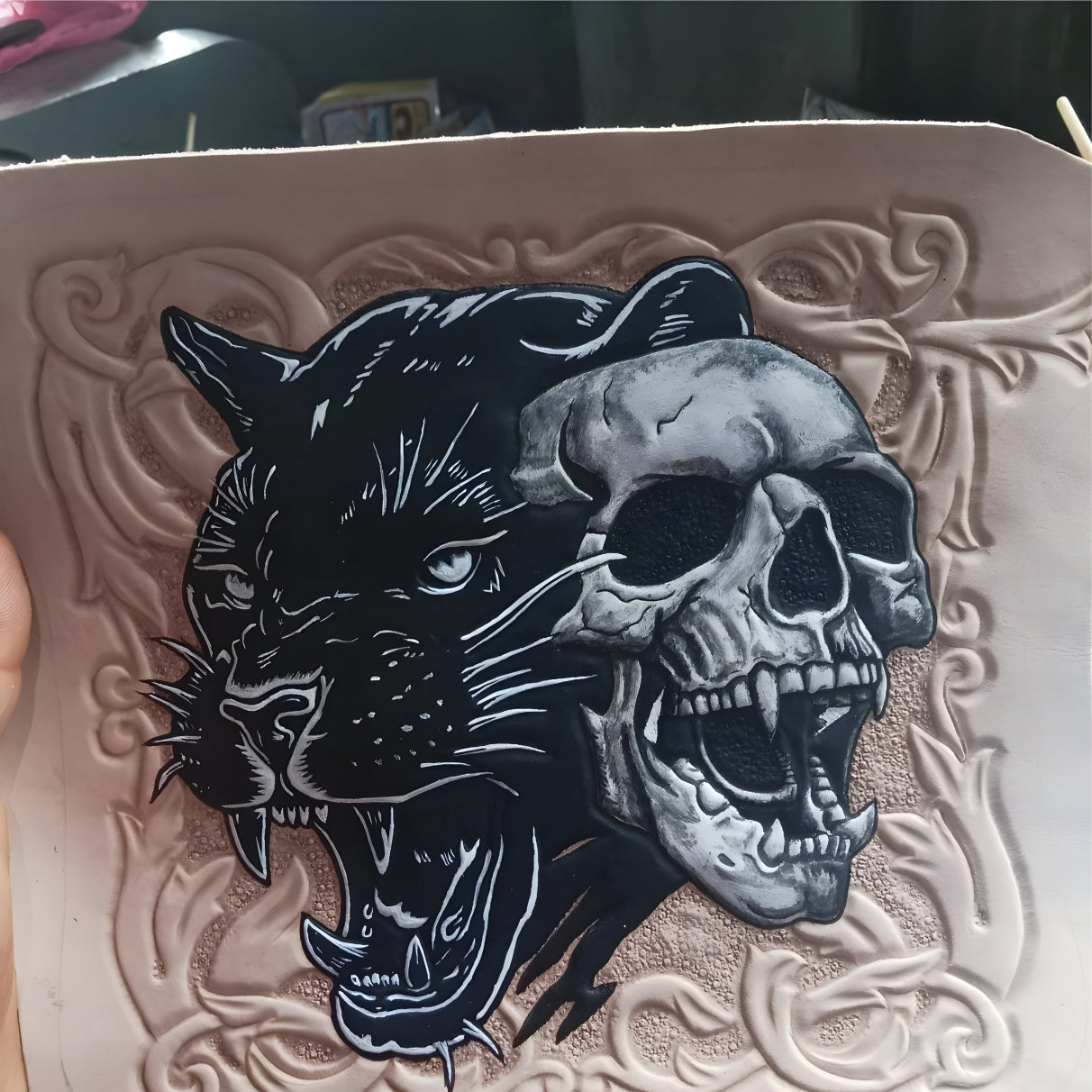 Process Leather wallet, Panther wallet, Hand tooled leather wallet, men’s wallet, Custom wallet, Hand carved wallet, Gift wallet, Handmade wallet